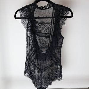 FREE PEOPLE SHEER LACE BODY SUIT